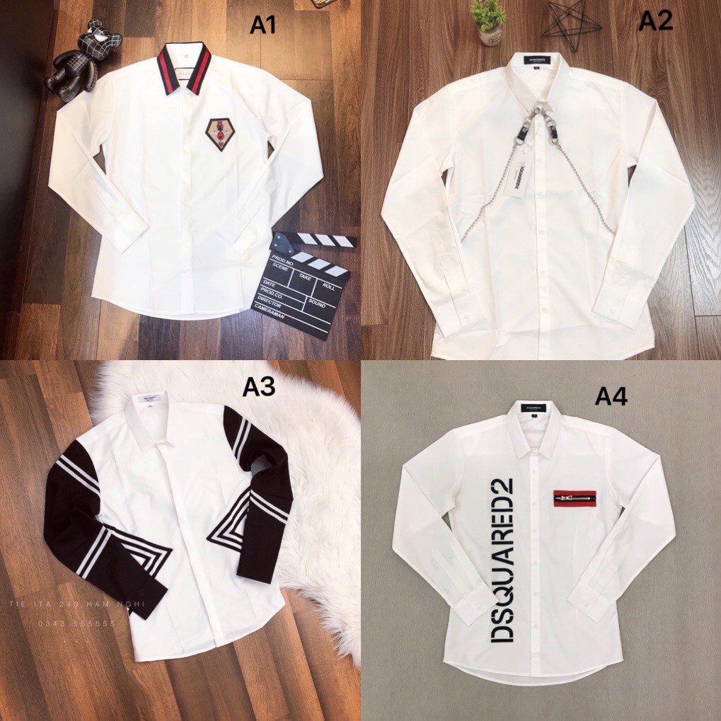 FREESHIP HOẢ TỐC“ HOTREND “ Sơ Mi Trắng Cao Cấp - Áo Sơ Mi Trắng Nam Thêu Hoạ Tiết New