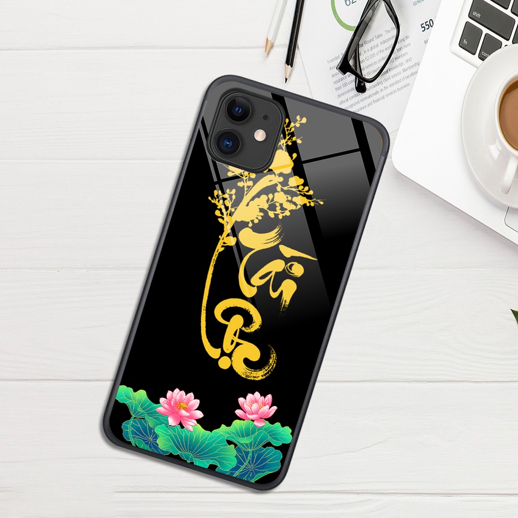 Ốp lưng KÍNH Iphone 11 / 12 / 12 MNI in hình 3D TÀI LỘC-VỢ CHỒNG-TÂM AN -MÃ ĐÁO