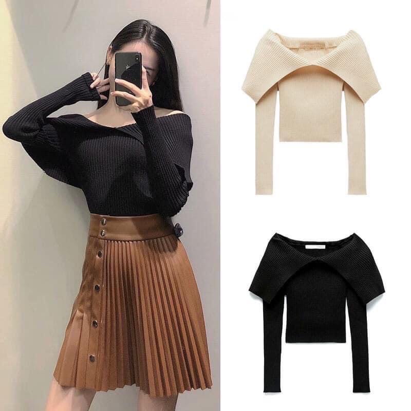 ÁO LEN TRỄ VAI CỔ BẺ