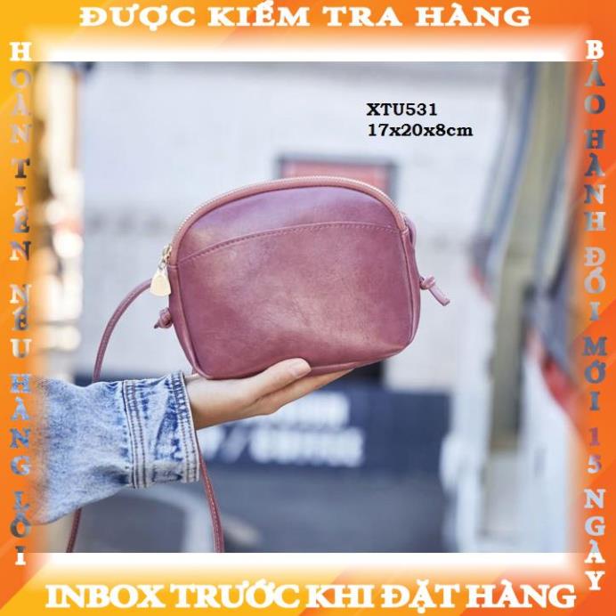 XTU531 XẢ HÀNG Túi đeo chéo da Pu (MÀU HỒNG ĐỖ) nganghi