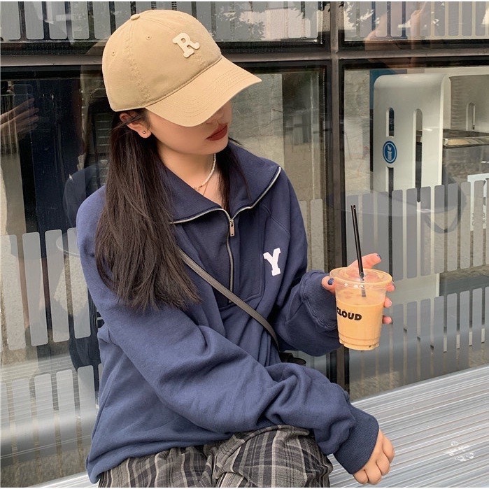 Mũ lưỡi trai chữ R thêu Ta Store thời trang, phong cách nón kết nữ Hàn Quốc cao cấp