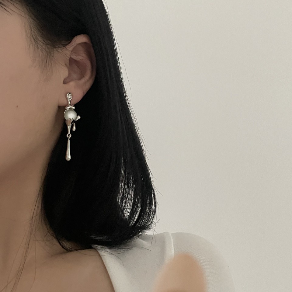 Bông Tai Dài Hình Giọt Nước Đính Đá Opal Phong Cách Harajuku