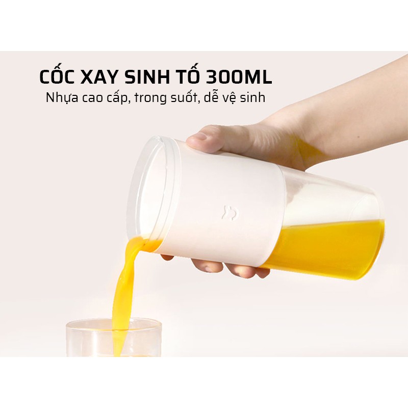 Máy xay sinh tố cầm tay Xiaomi Mijia 300ml, xay sinh tố, ép trái cây, mang đi tiện lợi, pin sạc