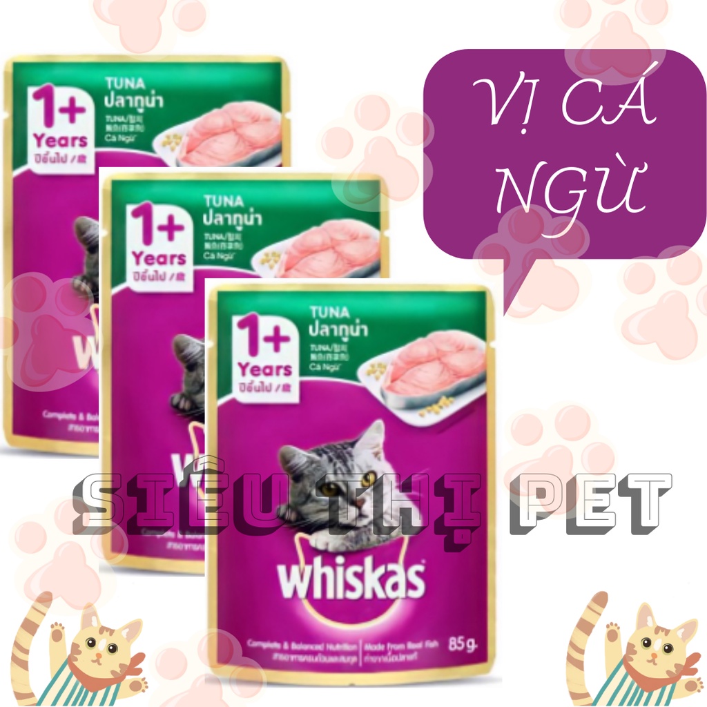 [Mã PET50K giảm Giảm 10% - Tối đa 50K đơn từ 250K] Pate Whiskas cho mèo 1+ Thùng 24 gói Giá sỉ tốt nhất thị trường