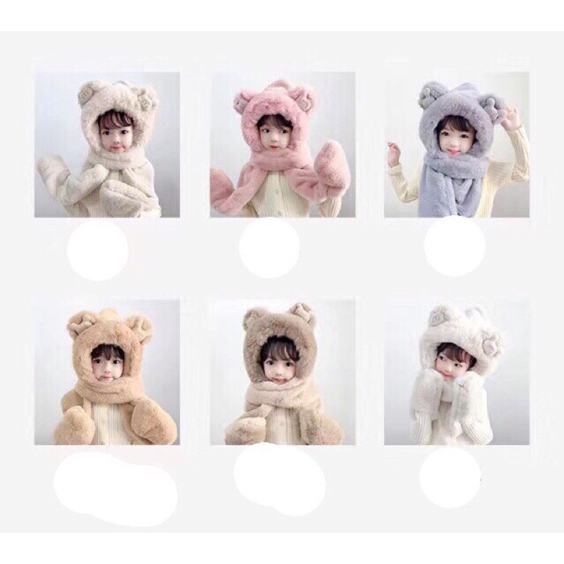 Sét 3 trong 1 mũ - găng tay - khăn