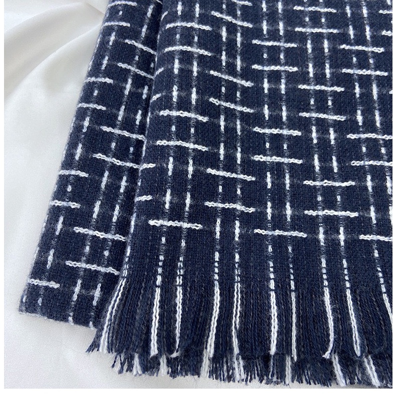KC03 Khăn choàng nam nữ cashmere caro phối màu nhã nhặn sang trọng quý phái