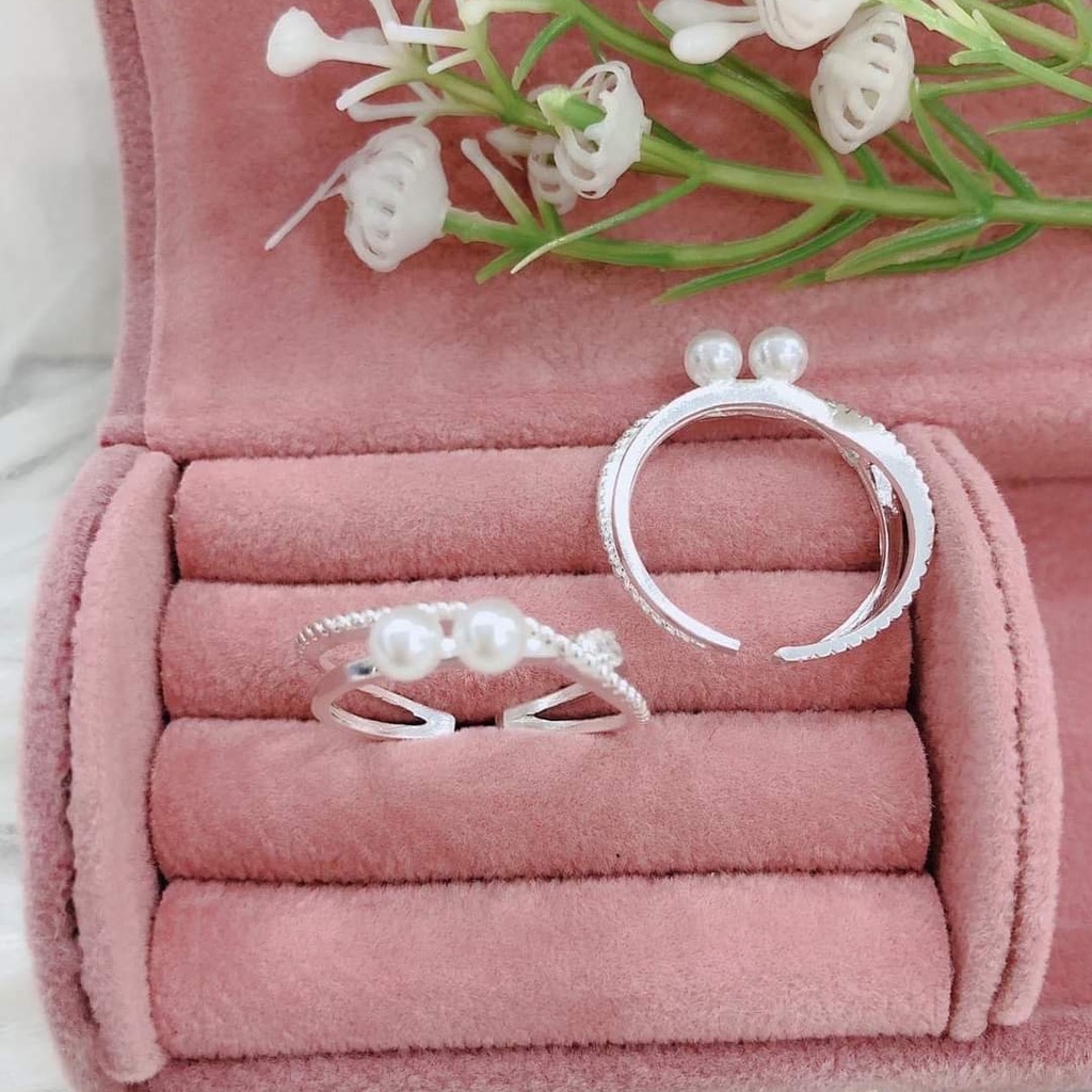 Nhẫn bạc Van jewelry V10156 nhẫn Freesize đính Ngọc trai nhân tạo dễ thương