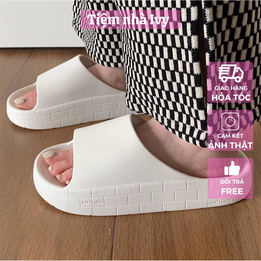 Dép Bánh Mì Nữ, Kiểu Dép Nữ Quai Ngang Đế cao 4cm Dày Dặn Tôn Dáng Chất Liệu EVA Êm Ái, 2 Màu Đen Trắng