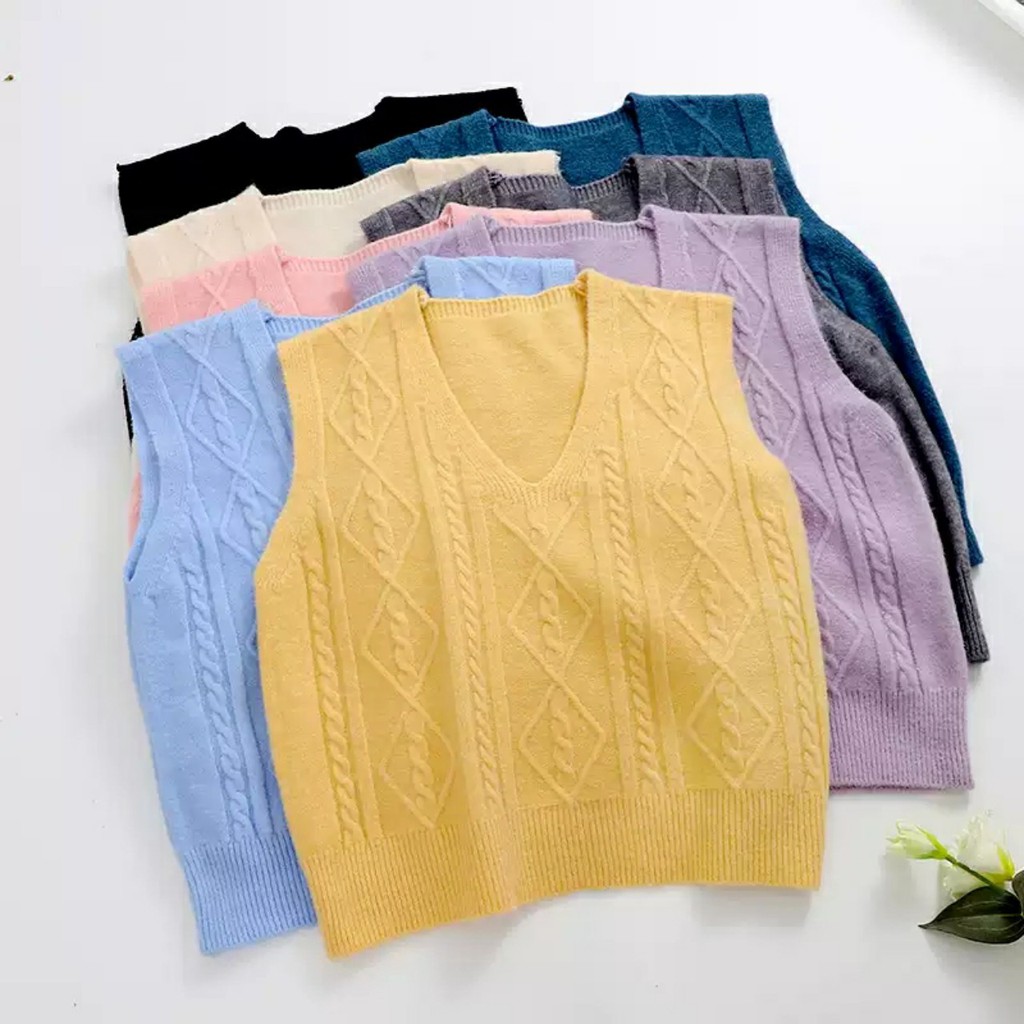 Áo len gile họa tiết xương cá dễ phối đồ phù hợp thời tiết mùa thu hàng thu mới 2021 Friday | BigBuy360 - bigbuy360.vn