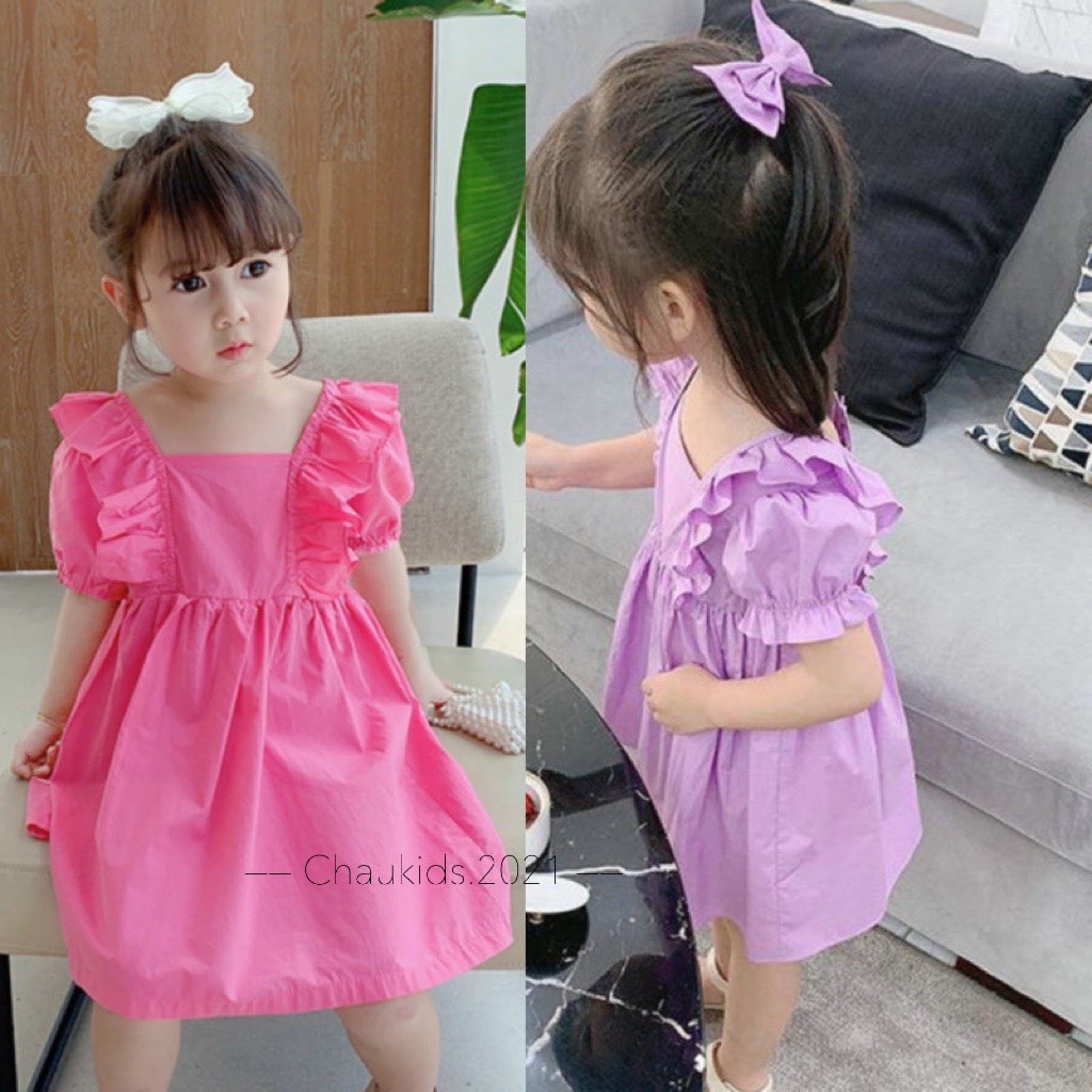 Váy bé gái 2 màu tím hồng