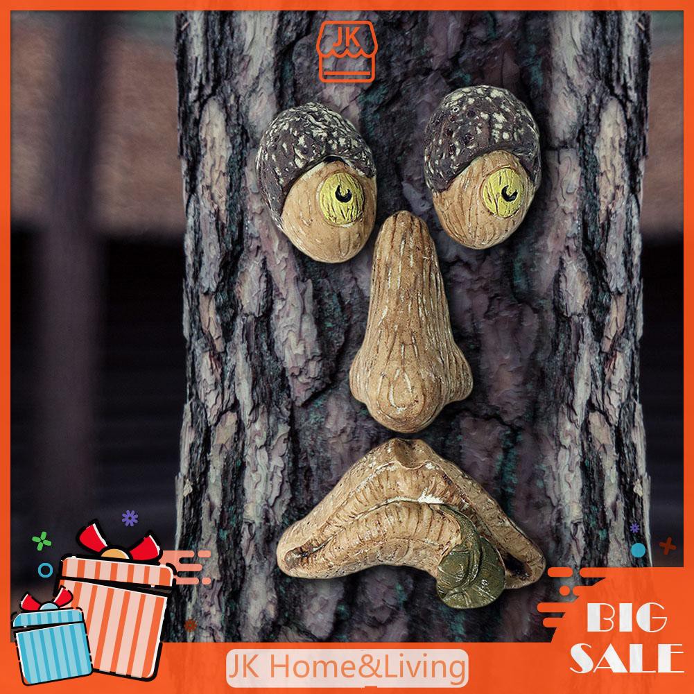 *Luminous Bark Ghost Face Shaped Tree Monster Facial Features Garden Props