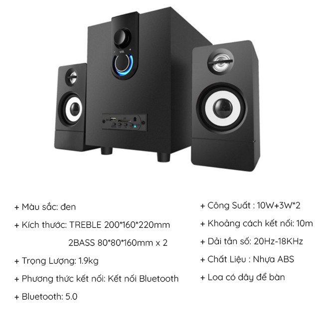 Loa Bluetooth Gỗ 2.1 Để Bàn Công Suất Lớn FT-3900BT Thiết Kế Hiện Đại Nổi Bật Dùng Cho Tivi Máy Vi Tính PC Laptop