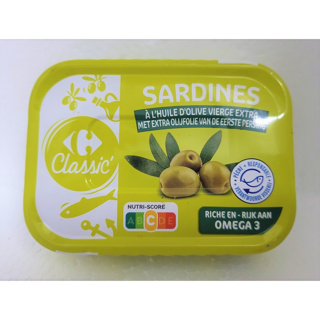 CÁ MÒI NGÂM DẦU Ô LIU Classic  CARREFOUR Sardines In Extra Virgin Olive Oil