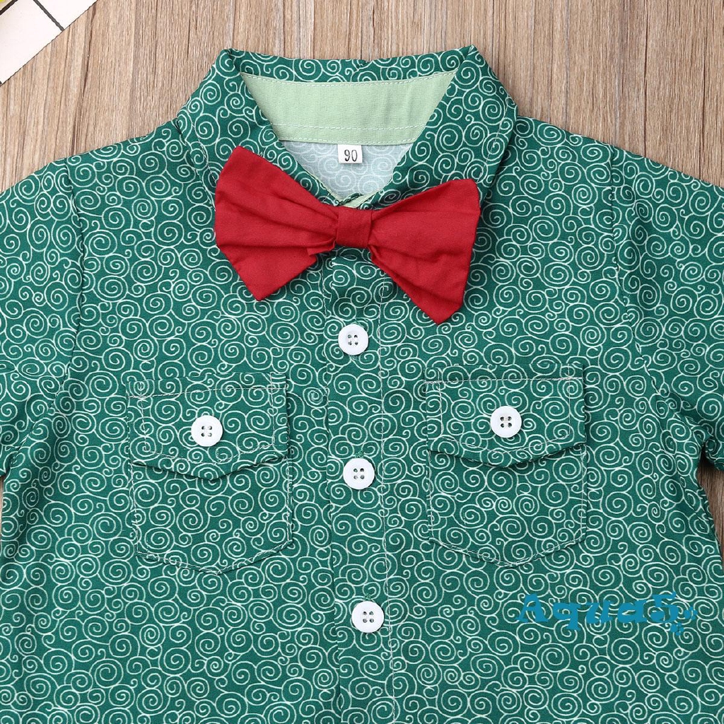Set đồ gồm áo sơ mi ngắn tay và quần short phong cách quý ông dành cho bé trai