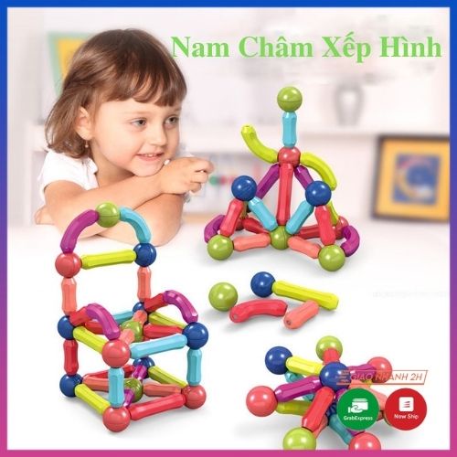 Bộ đồ chơi xếp hình nam châm, xếp hình nam châm thông minh cho bé, đồ chơi trẻ em phát triển trí tuệ hàng chính hãng