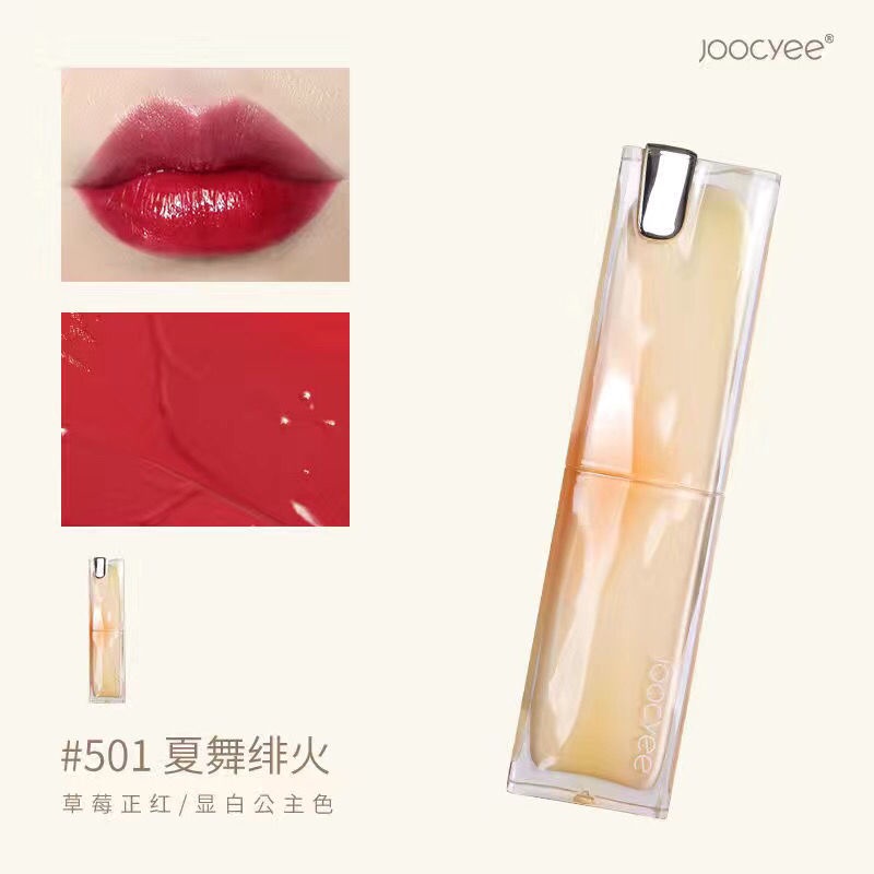 Joocyee 513 Toffee Lip Glaze Matte Water Wave Lipstick Xia Chan Water Light Son môi giữ ẩm và không phai màu Son kem lì không dính Kem chống dính Matte Matte Mirror 516