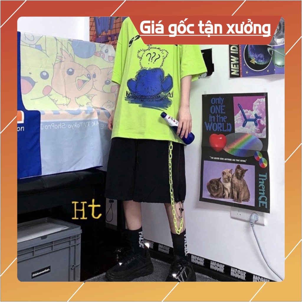 Sét áo gấu xanh + quần đùi đen HT12