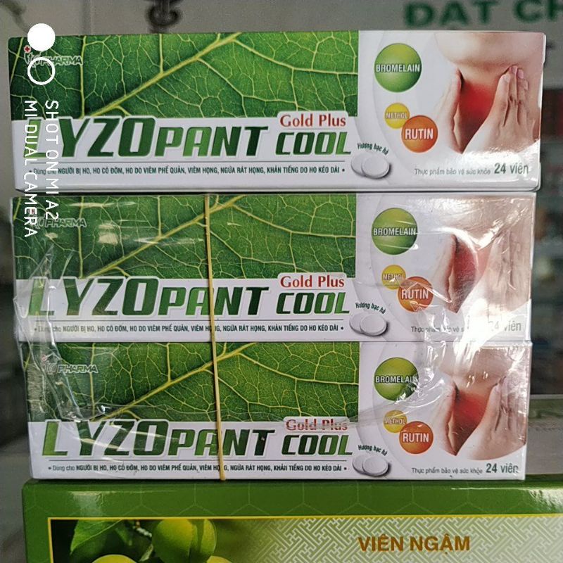 Combo 2hộp tuýp 24viên Ngậm ho Bảo thanh- Lyzopant Cool Gold Plus bổ phế long đờm đau rát họng hiệu quả
