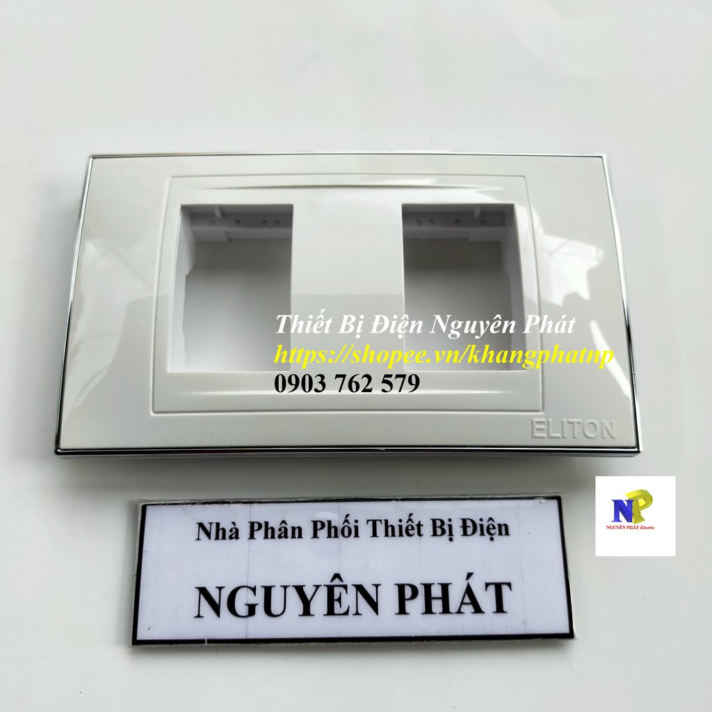 Mặt 2 Lổ X6 Viền Mạ Crom - Hàng Cao Cấp Có Kèm Ổ Cắm Công Tắc