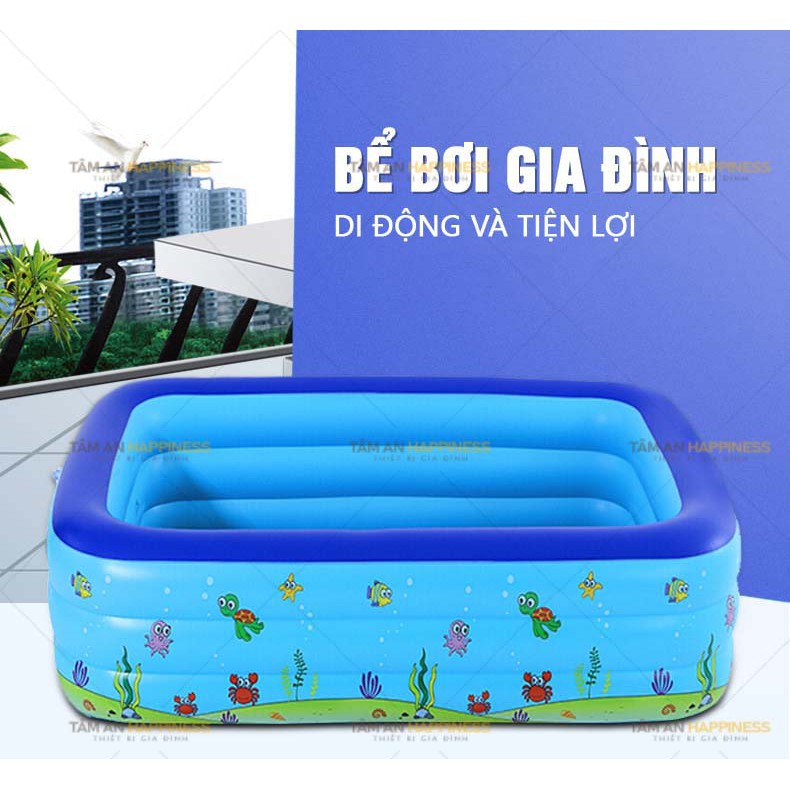 [3 Lớp Siêu Dày] Bể Bơi Phao Bơm Hơi Tại Nhà Chống Trượt An Toàn Cho Bé, Hàng Loại 1