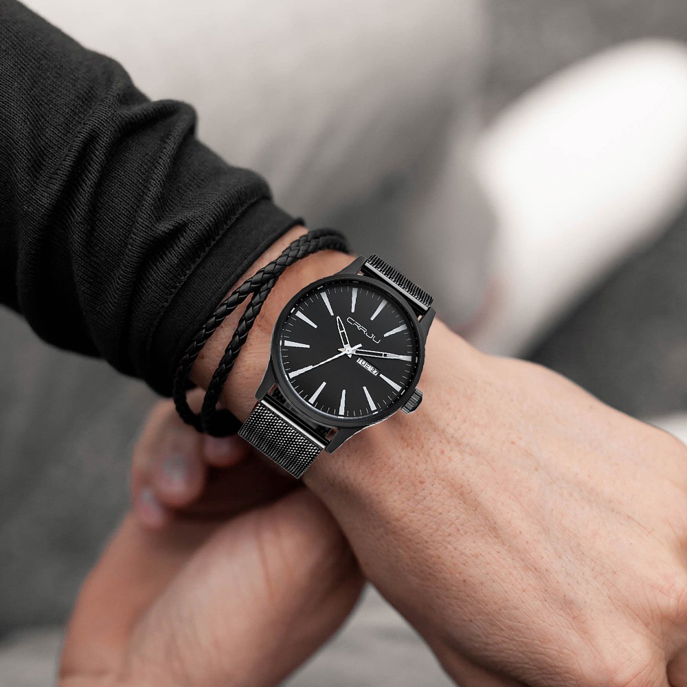 Đồng hồ quartz CRRJU chất liệu thép không gỉ chống thấm nước 2108m