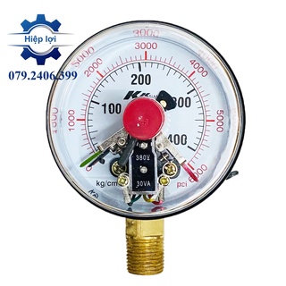 Đồng hồ đo áp suất 3 kim kkgauges – chân đứng – mặt 100 – ren 21