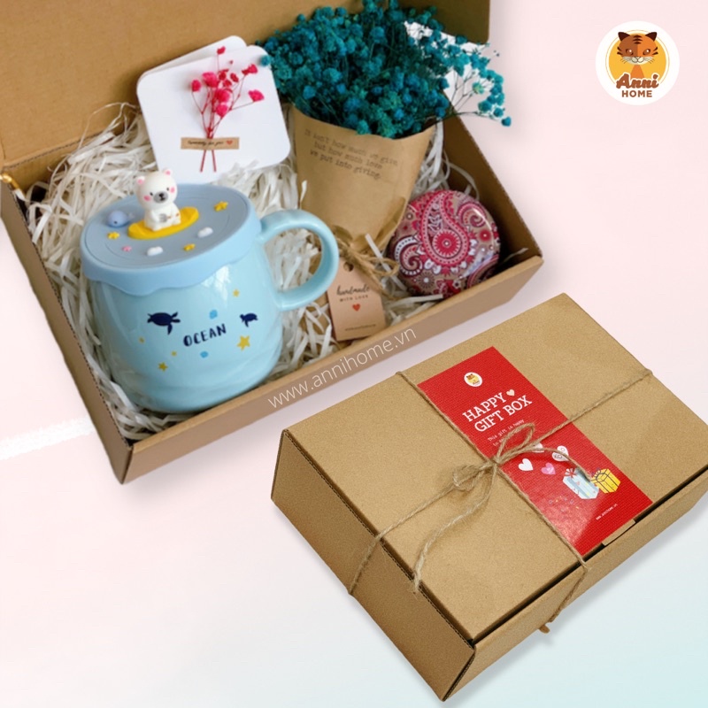 Sweet Valentines Gift Box - Anni Home. Set quà tặng 8/3, quà tặng sinh nhật, quà tặng bạn gái với hoa khô và ly sứ