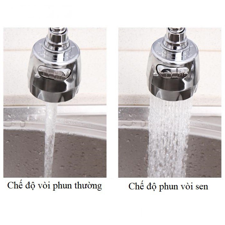 Đầu vòi rửa chén tăng áp xoay 360 độ, điều chỉnh 3 kiểu nước phun