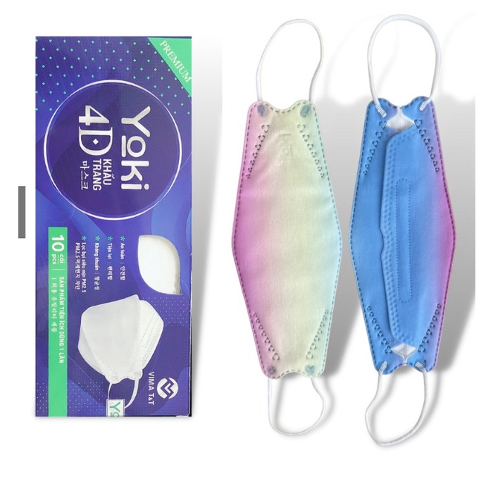 Khẩu trang 4D Yoki màu ombre hồng - màu vintage Hồng 3 màu siêu xinh (túi 6 cái)
