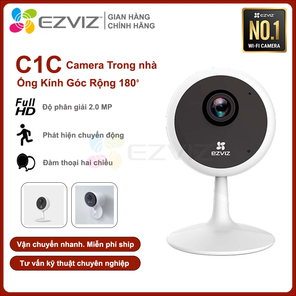 [CHÍNH HÃNG] Camera Trong Nhà EZVIZ C1C Điều Khiển Bằng Giọng Nói, Điện Thoại, Chuyển Đổi Nhiệt Độ Màu Sắc