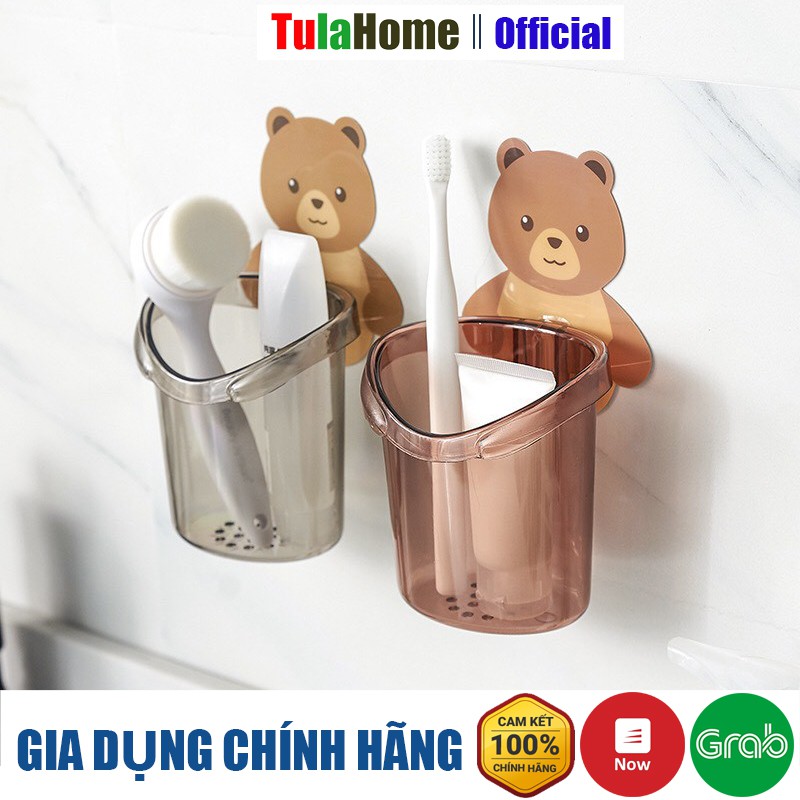 Cốc gấu đựng bàn chải kem đánh răng La'Home, Cốc gấu dán tường siêu dính