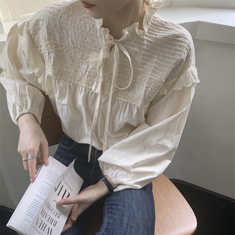 Áo babydoll tiểu thư - Áo sơ mi thắt nơ cổ siêu điệu mã 259