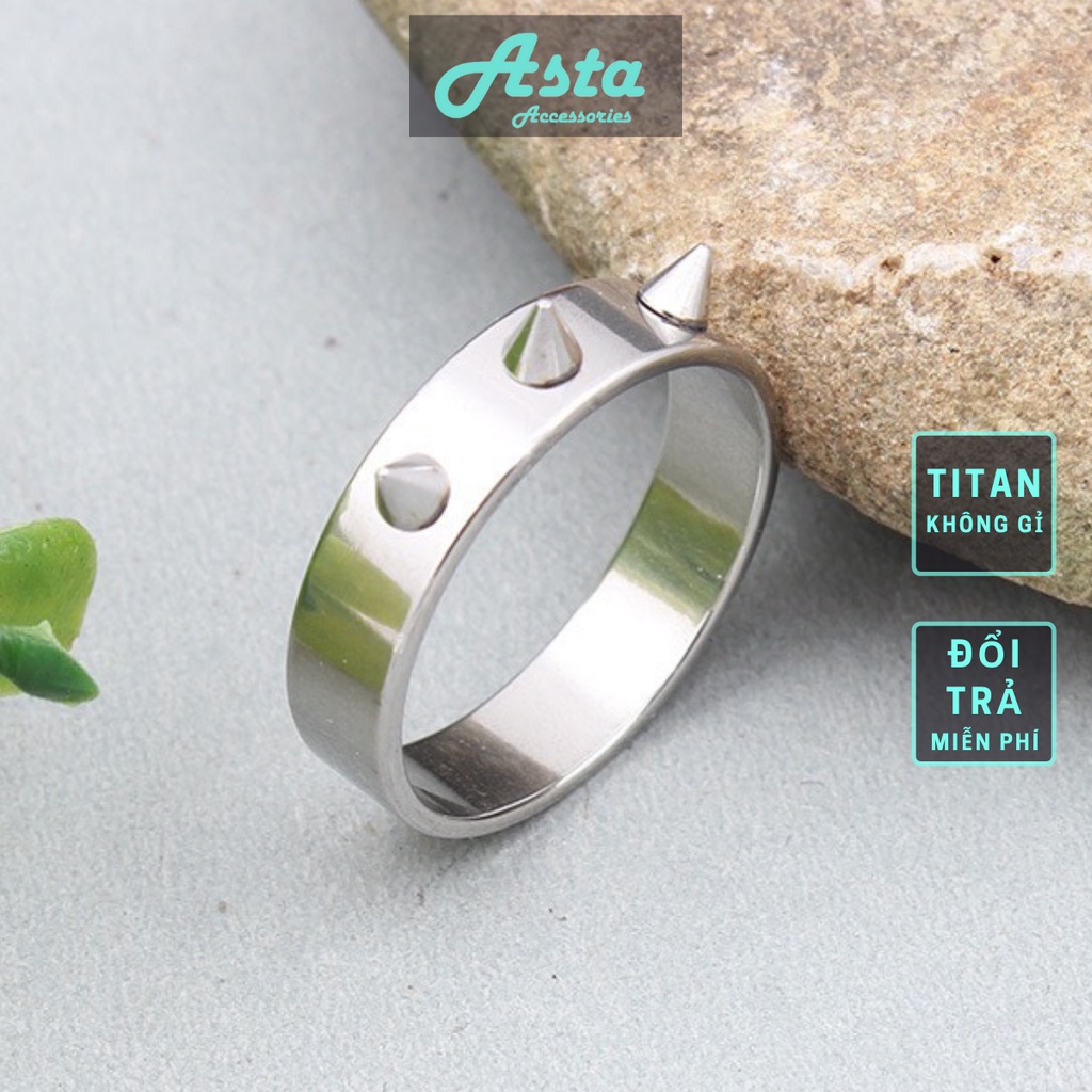 Nhẫn nam nữ tròn unisex Asta Accessories màu bạc đơn giản thời trang chất Titan đẹp không gỉ - Nhẫn Thorn