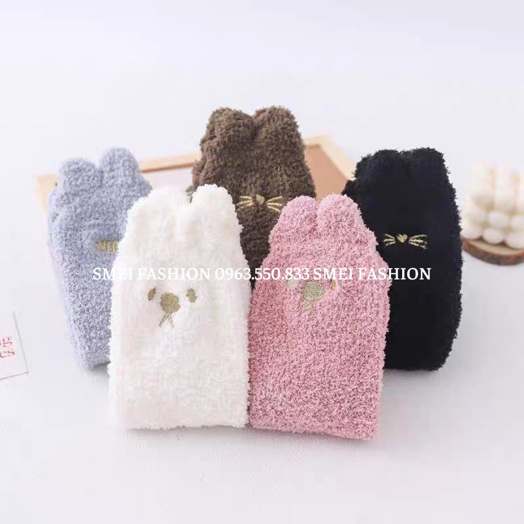 Tất cổ cao nữ, vớ cổ cao nữ len lông cừu cổ cao hoạ tiết trái tim ấm áp