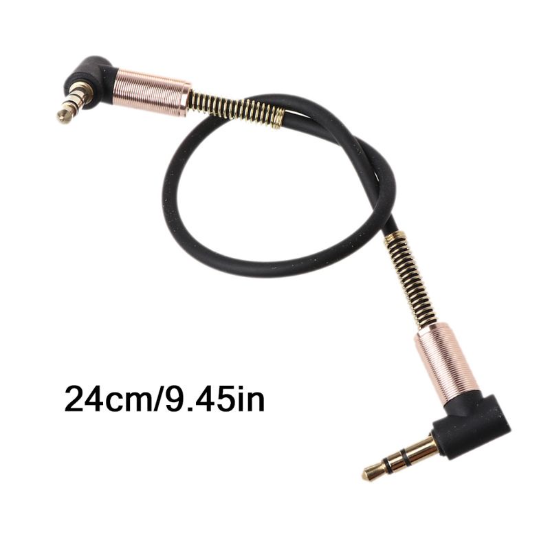 Dây Cáp Âm Thanh Aux Hai Đầu 90 Độ 3.5mm Sang 3.5mm Dài 24cm Bằng Nylon Cho Xe Hơi
