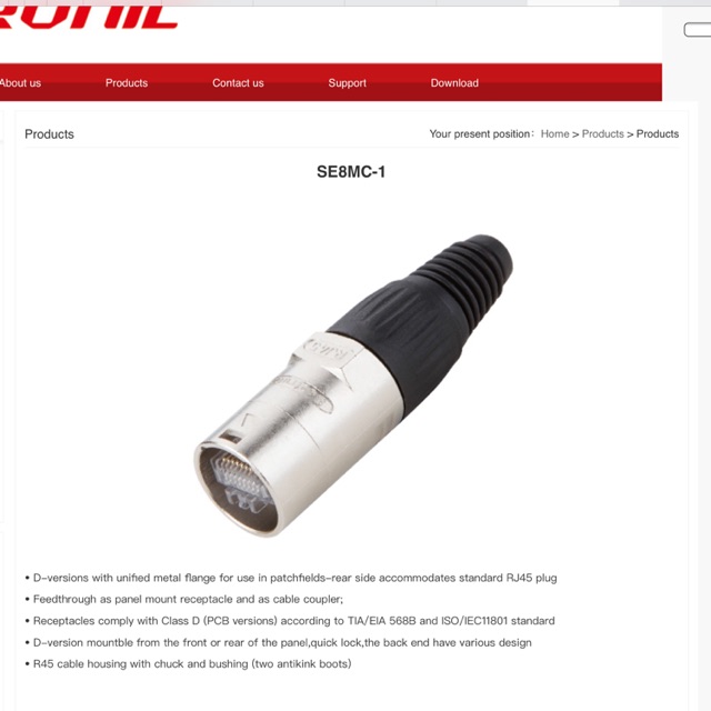 Jack rg45 mạng canon xlr chính hãng Seetronic SE8MC-1