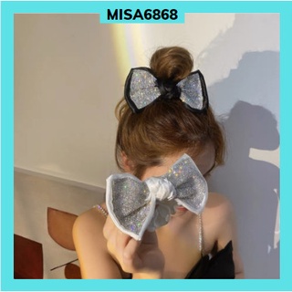 Cột tóc/kẹp tóc nơ đính đá thời trang thanh lịch dạo phố chụp hình siêu xinh