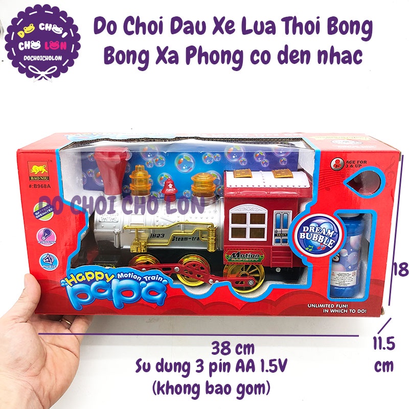 Hộp đồ chơi xe lửa thổi bong bóng xà phòng B968A có đèn nhạc loại lớn