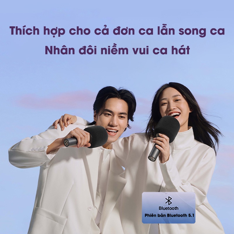 Mic Karaoke Xiaomi Kết Hợp Loa Bluetooth 5.1  Kết Nối Chip DSP Âm Thanh Nổi Khử Tiếng Ồn 2500mAh