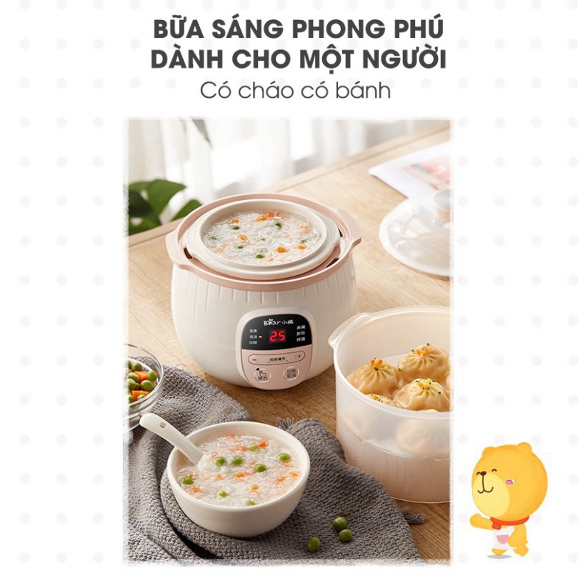 [Bản Quốc Tế] Nồi Nấu Chậm BEAR Các Dung Tích 0.8L (Kèm Lồng Hấp) - Bảo Hành Chính Hãng 12 Tháng