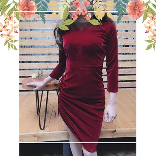 KHUYẾN MÃI GIẢM GIÁ Váy Body nhung đỏ sun hông