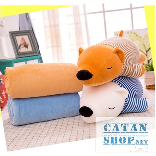 Gối mền gấu bắc cực lười , vải thun 4 chiều cực mịn