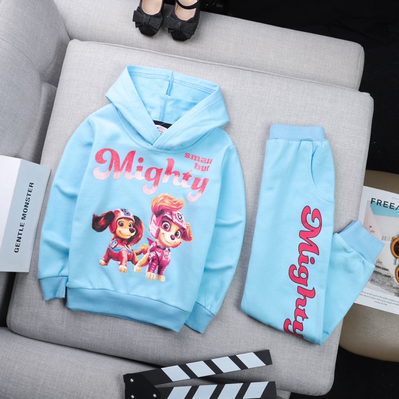 Bộ set Nỉ mũ hoodie bé gái xuất dư siêu mềm mịn 20-52kg