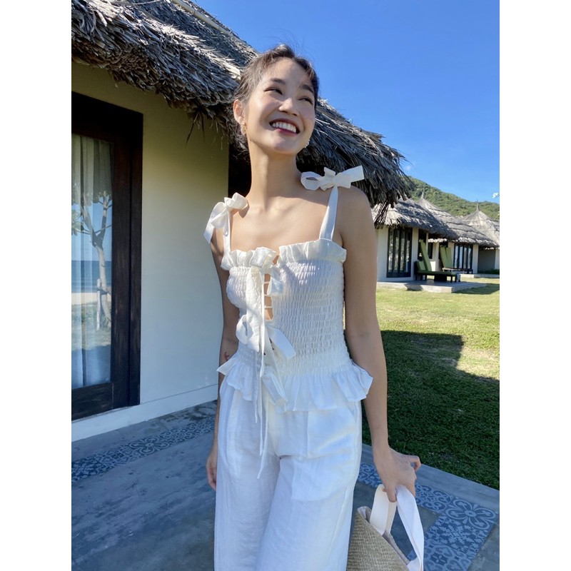 Set áo quần thun chỉ cột nơ-cloudy set