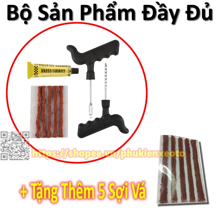 Bộ Vá Xe Máy, Ô Tô, Lốp Không Săm, Không Ruột Đa Năng
