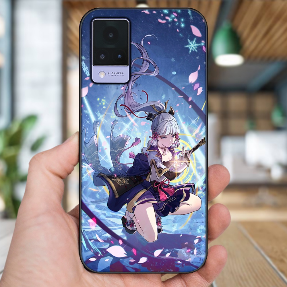 Ốp lưng Vivo V21 viền đen in hình Ayaka Genshin Impact