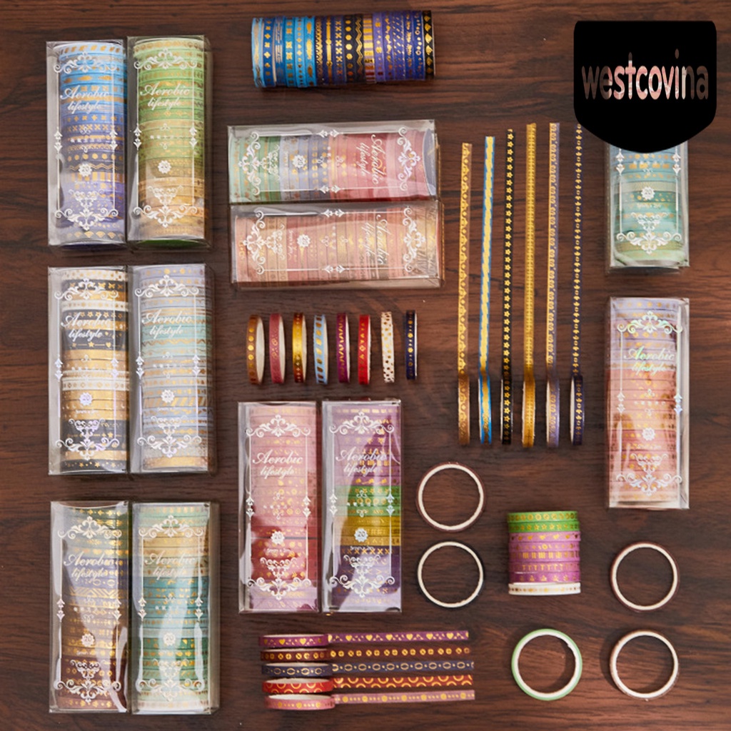 Phương Tây✎Set 20 Cuộn Băng Dính Washi Trong Suốt In Họa Tiết Cổ Điển Dùng Làm Đồ Thủ Công DIY