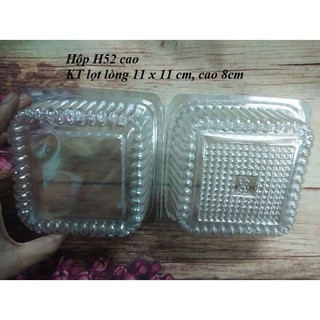 Combo 100 hộp nhựa đựng bánh h52 cao 11 x 11 x 8 cm/ thấp 10 x 10 x 5 cm