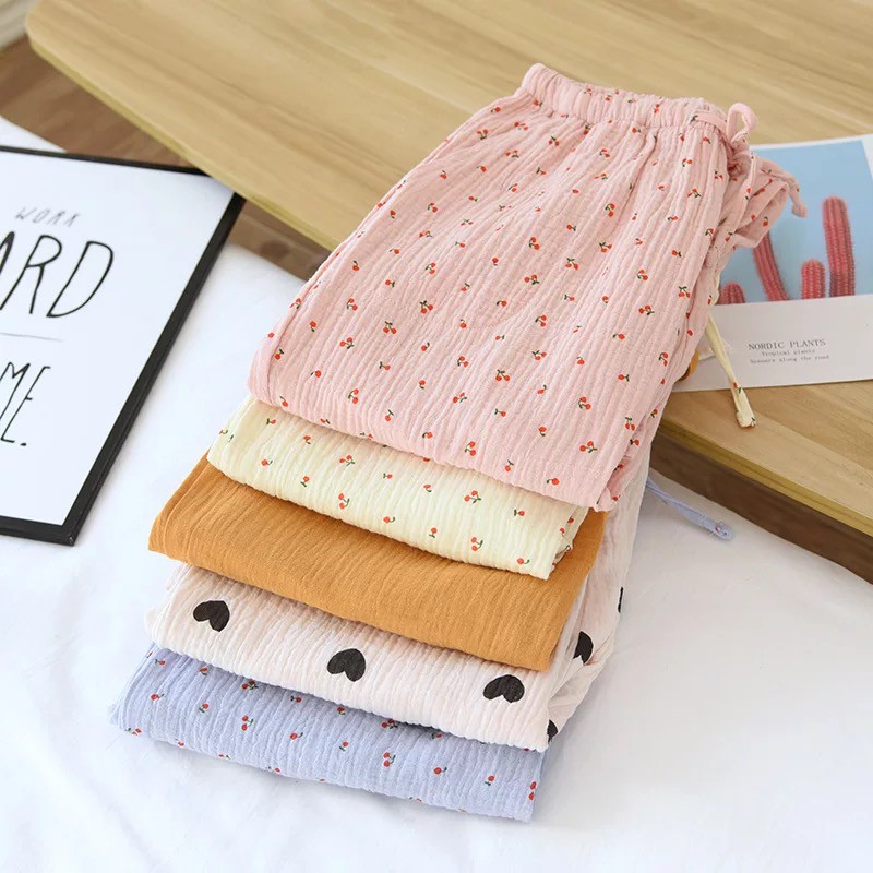 [CÓ SẴN] Quần ngủ pijama dáng dài quần suông họa tiết dễ thương Hàn Quốc ullzang