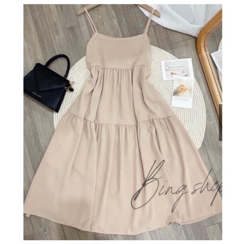 Váy 2 dây ôm ngực dáng dài, đầm maxi đi biển bầu bí phom rộng mặc thoải mái